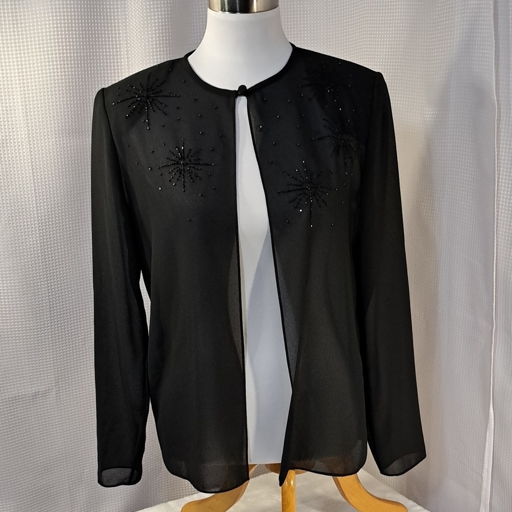 Elegant Black Women's Jacket with Star Embellishments